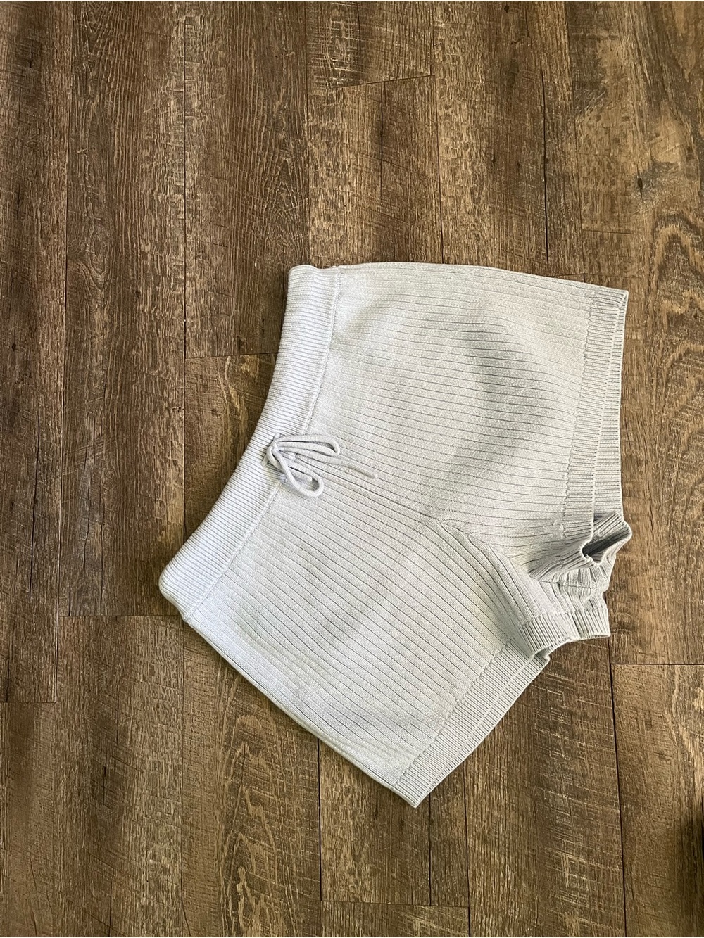 Reformation Baby Blue Ribbed Knit Lounge Shorts